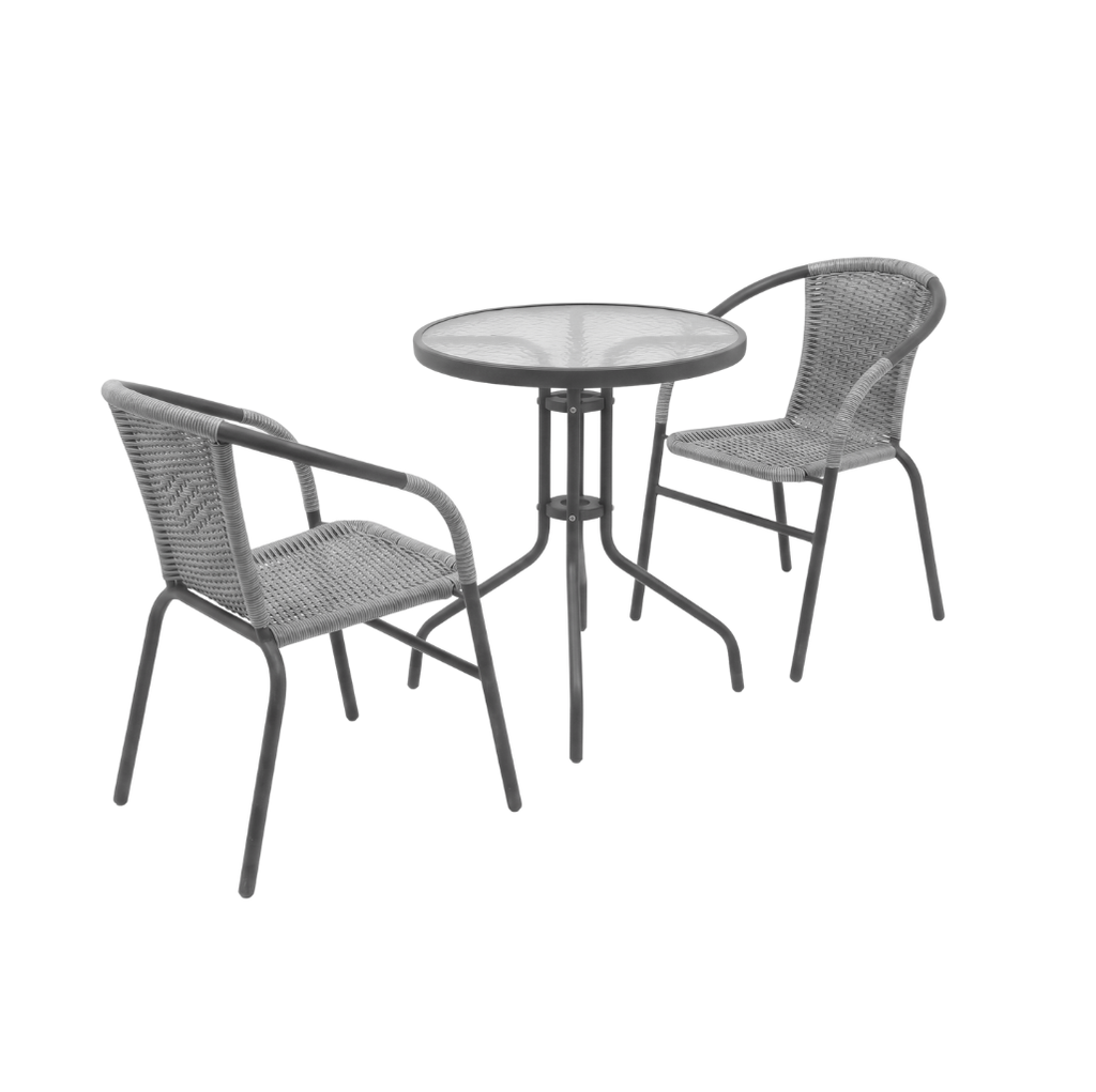 Silla del set Bélgica con tejido gris