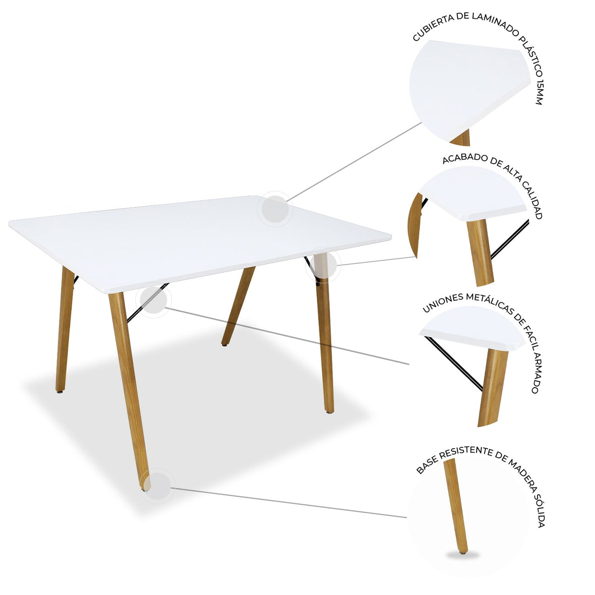 Mesa de Comedor Rectangular Frankfurt 120cm